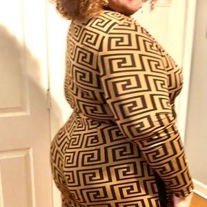 Brown and black inspired crop top spandex pants set 2x